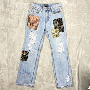BDG Urban Outfitters Cowboy Jean 26 Patchwork Distressed Embroidered Straight
